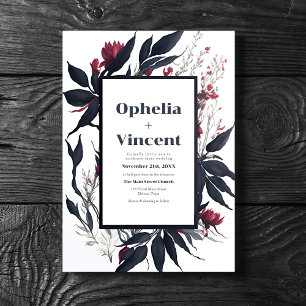 Invitation Ardoise Burgundy Blushing Bride Floral Mariage