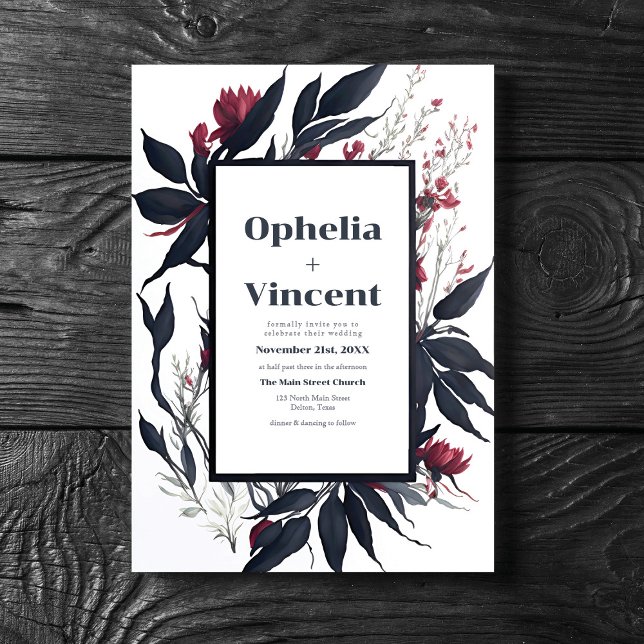 Invitation Ardoise Burgundy Blushing Bride Floral Mariage (Créateur téléchargé)