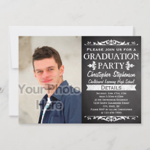 Invitation Ardoise rustique Vintage Graduation Party Photo