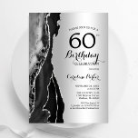 Invitation Argent Black Agate 60e anniversaire<br><div class="desc">Gate noir et argent 60e anniversaire invitation de fête. Design élégant et moderne avec arrière - plan de géométrie en marbre de pierre de pierre, faux parties scintillant argent et typographie script. Carte invitation branchée parfaite pour une célébration anniversaire féminine élégante. Invitations Zazzle imprimées ou téléchargement instantané modèle imprimable numérique....</div>