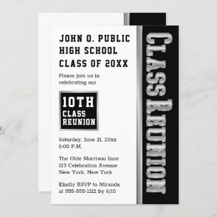Invitation ARGENT Black Modern Class Reunion Party