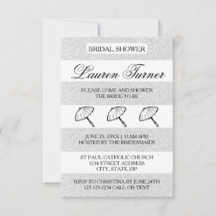 Invitation Argent&Blancs -Invitation de douche nuptiale 3x5