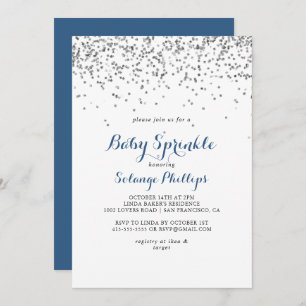 Invitation Argent Confetti Minimaliste Bébé Sprinkel