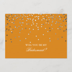 Invitation Argent Confetti Orange Mariage Bridesmaid