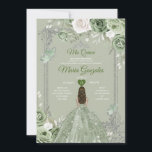 Invitation Argent Couronne Sage Vert Floral Mis Quince 15 Ano<br><div class="desc">Quinceañera Sage Green Argent Crown Invitation Mis Quince 15 Anos,  16e anniversaire, </div>