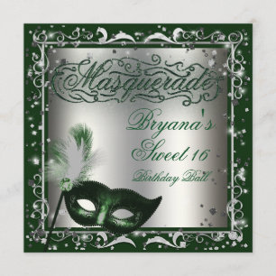 Invitation Argent de masque de mascarade et fête