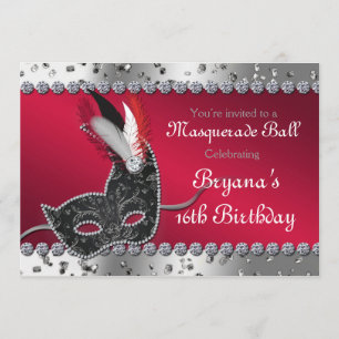 Invitation Argent de partie de boule de mascarade et