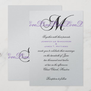 Invitation Argent de pourpre d'invitations de mariage du