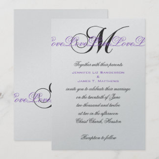 Invitation Argent de pourpre d'invitations de mariage du