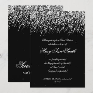 Invitation Argent d'étoiles filantes de fête d'anniversaire