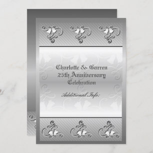 Invitation Argent du 25e anniversaire monogrammé