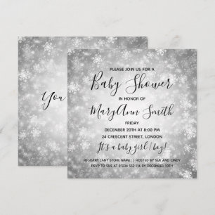Invitation Argent élégant de baby shower du pays des