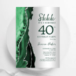 Invitation Argent Emerald Green Agate Surprise 40e anniversai<br><div class="desc">Émeraude vert et argent agate surprise 40e anniversaire invitation de fête. Design élégant et moderne avec aquarelle agate marbre arrière - plan,  faux parties scintillant argent et typographie script. Carte invitation branchée parfaite pour une célébration anniversaire féminine élégante. Invitations Zazzle imprimées ou téléchargement instantané modèle imprimable numérique.</div>
