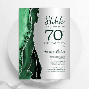 Invitation Argent Emerald Green Agate Surprise 70e anniversai