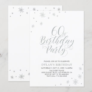 Invitation Argent et blanc   Modern Chic 60th Birthday Party