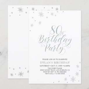 Invitation Argent et blanc   Modern Chic fête d'anniversaire