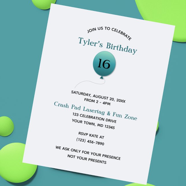 Invitation Argent et Bleu N'importe quel nombre Anniversaire (Créateur téléchargé)