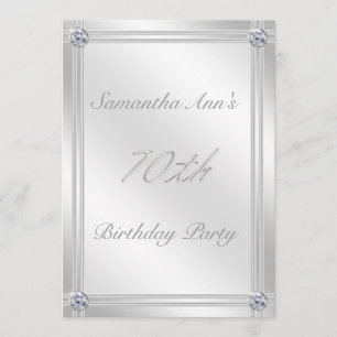 Invitation Argent et fête d'anniversaire d'effet de diamant