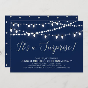 Invitation Argent et marine 25e anniversaire de Mariage sur