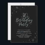 Invitation Argent et noir | Modern Chic 30th Birthday Party<br><div class="desc">Fêtons votre journée spéciale avec cette élégante invitation à la fête de l'argent. Ce design présente une typographie argentée chic "30th Birthday Party" avec des graphismes étincelants. La couleur de l'arrière - plan est en noir, mais n'hésitez pas à la modifier pour l'adapter à votre thème de fête. D'autres invitations...</div>