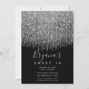 Invitation Argent et noir Parties scintillant mousseuse Sweet