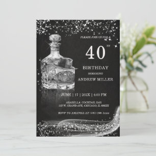 Invitation Argent et Noir Personnalisé pour son anniversaire