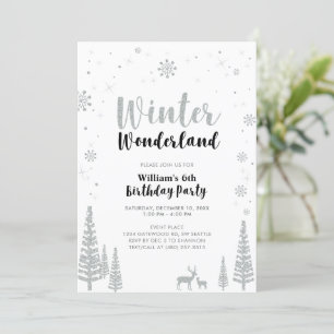 Invitation Argent et Noir Wonderland Boy Anniversaire