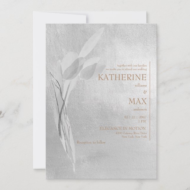 Invitation Argent et or métalliques Aucun Mariage parent (Devant)