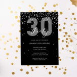 Invitation Argent et parties scintillant noire scintillent 30<br><div class="desc">Cette magnifique 30ème invitation présente des disques brillants argentés sur arrière - plan noir. Pour une personnalisation plus avancée de cette conception, par exemple la modification de la disposition, de la police ou de la taille du texte, cliquez sur le bouton "PERSONNALISER" ci-dessus. Veuillez me contacter pour toute question !...</div>