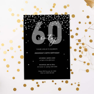 Invitation Argent et parties scintillant noire scintillent 60