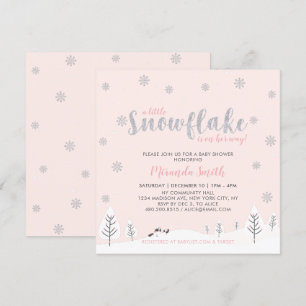 Invitation Argent et rose hiver Wonderland fille Baby shower