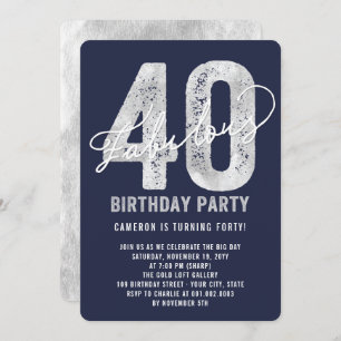 Invitation Argent Fabulous Quarante-40e anniversaire Invitati