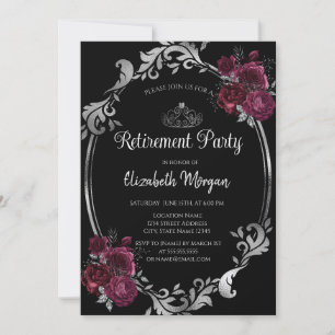 Invitation Argent Frame Bourgogne Rose Black Retraite