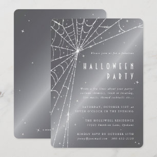 Invitation Argent gris araignée Web Halloween Party