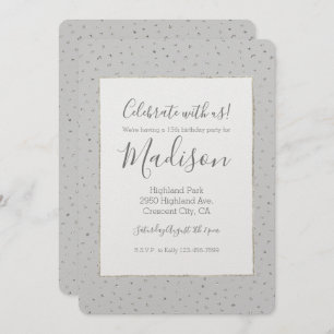 Invitation Argent gris Confetti Anniversaire
