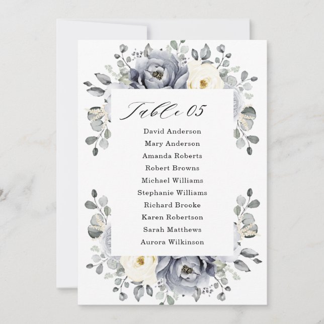 Invitation Argent Gris ivoire Floral Winter Seins Chart (Devant)