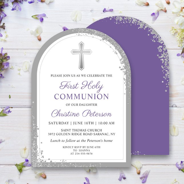 Invitation Argent Lavande Purple Premier Arc de Communion Sai (Créateur téléchargé)