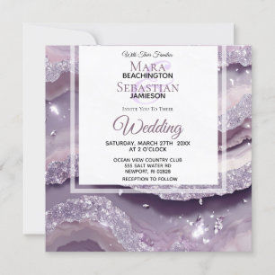 Invitation *~* ARGENT LAVENDER QR AGATE RSVP AR66 Mariage