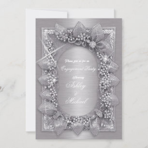 Invitation argent métallique feuille luxe tendance chic