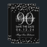 Invitation Argent Noir 90e Anniversaire Date de sauvegarde Co<br><div class="desc">Elégant design "90th Birthday Party" avec Silver Faux Parties scintillant Confetti Noir et nom personnalisé et détails texte. Facile à utiliser et facile à personnaliser. Commandez aujourd'hui !</div>