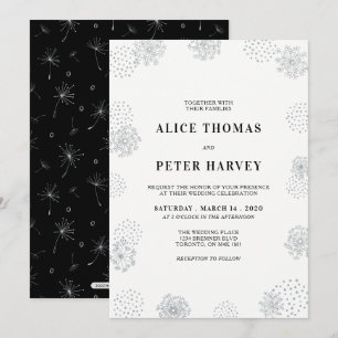 Invitation Argent & Noir Cérémonie de mariage moderne chic
