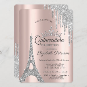 Invitation Argent Paris Tour Eiffel, Drives Quinceañera