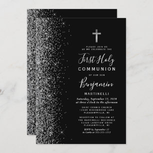 Invitation Argent Parties scintillant Edge Black First Holy C