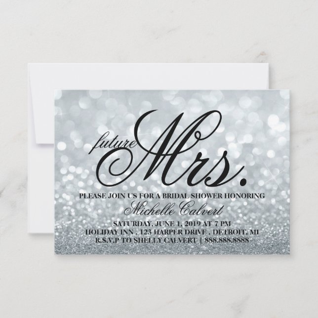 Invitation - Argent Parties scintillant Fab Douche (Devant)