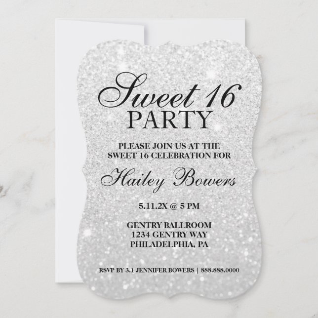 Invitation - Argent Parties scintillant Fab Sweet  (Devant)