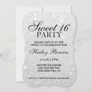 Invitation - Argent Parties scintillant Fab Sweet 