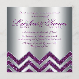 Invitation Argent pourpre 2 d'étincelle d'invitation de