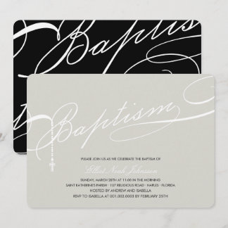 Invitation Argent préétabli de croix de chapelet de baptême