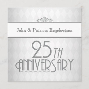 Invitation Argent raffiné 25e anniversaire de mariage