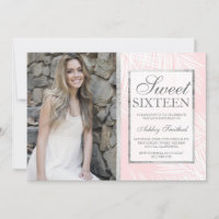 Argent rose pâle palmier motif photo Sweet 16
